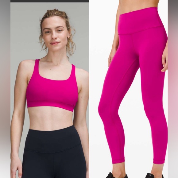 NWOT Lululemon Energy Bra & Wunder Train 25” leggings Ripened Raspberry SET - Picture 1 of 4